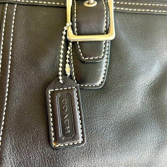Coach Beautiful VINTAGE Legacy Classic Zip Black Leather Satchel Silver Hardware - Picture 3 of 9